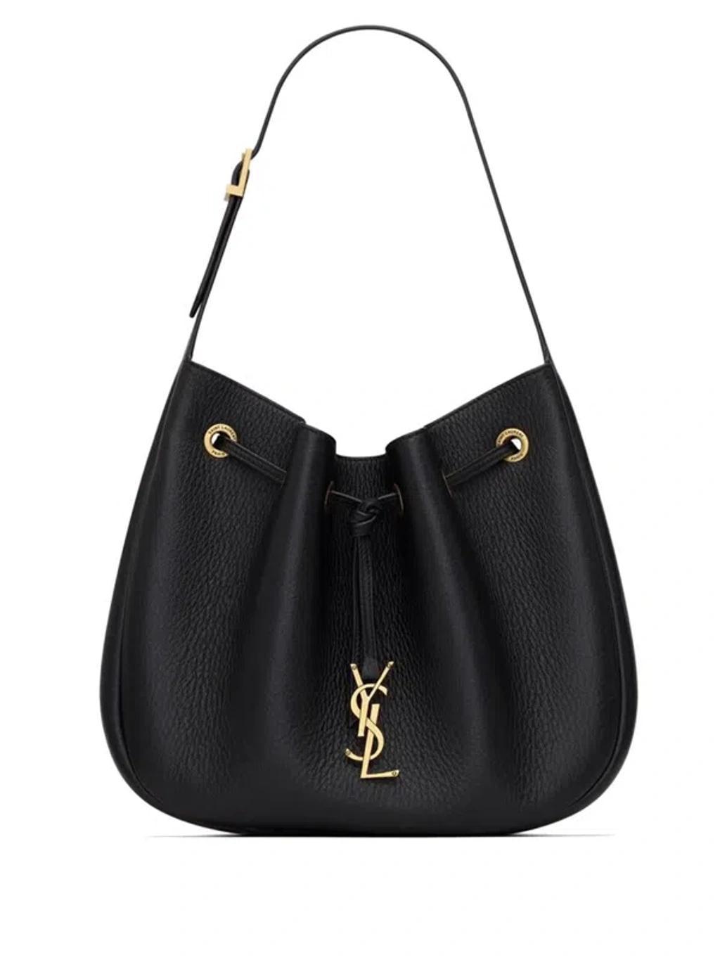 SAINT LAURENT Paris Vii Small Ysl Hobo Bag In Grained Deer Leather In Black Product Image