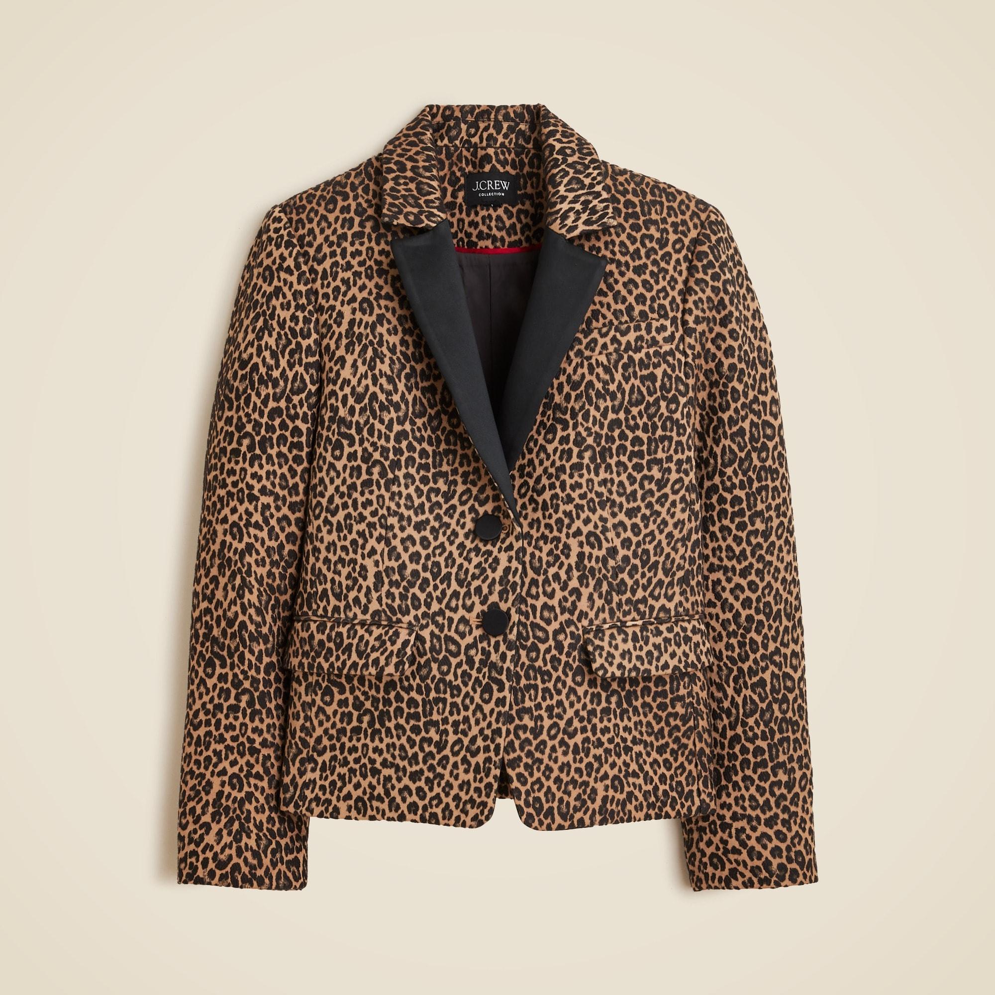 Collection shrunken-fit blazer in leopard-print jacquard Product Image