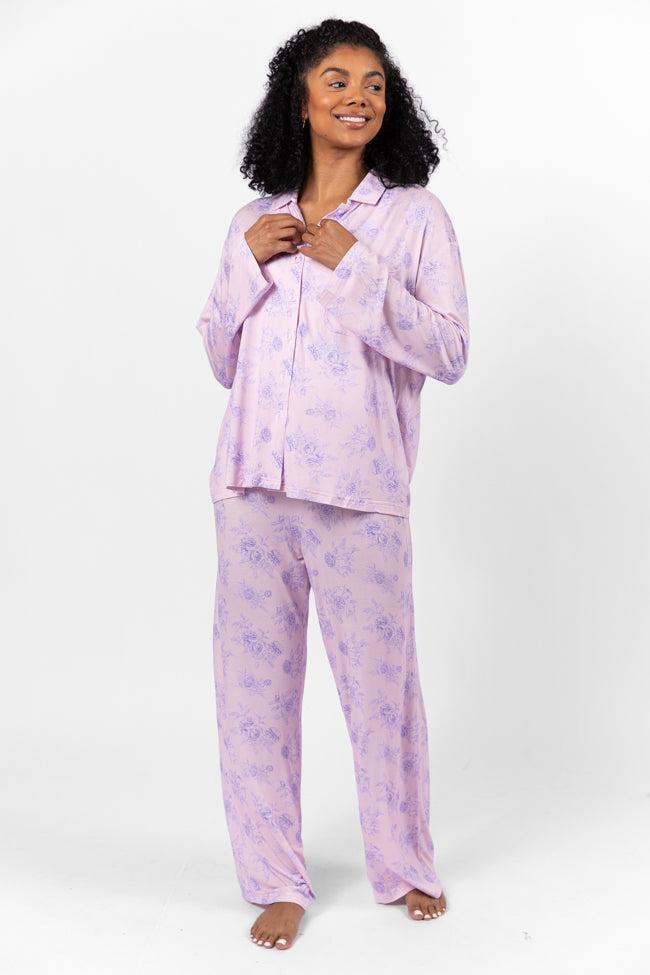 Sweet Dreams In Purple Floral Fantasy Pajama Pants Product Image