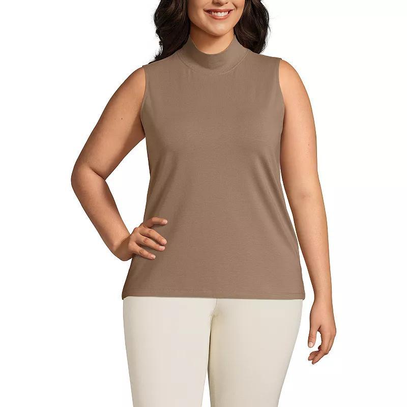 Plus Size Lands End Sleeveless Mock Neck Tank Top, Womens Product Image