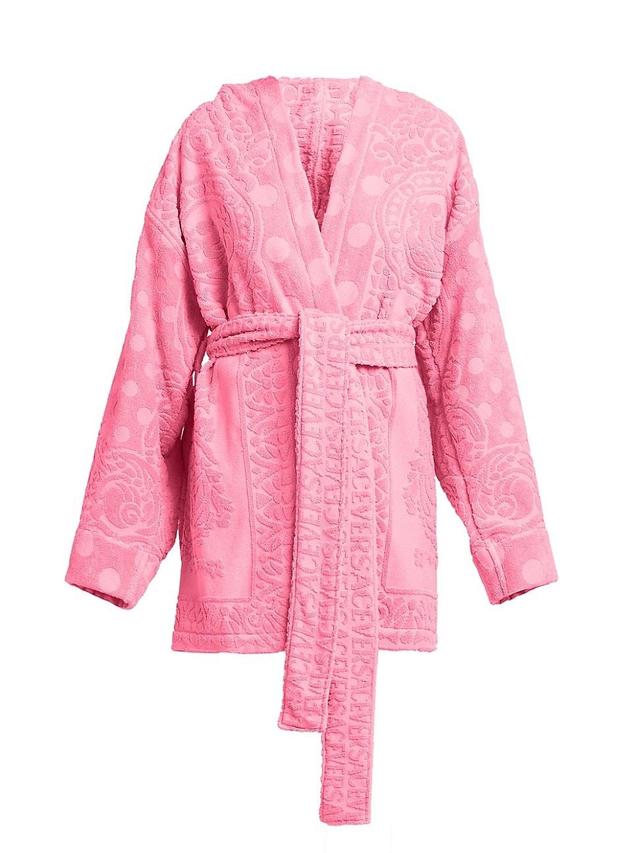 Womens Belted Terry Jacquard Robe Product Image