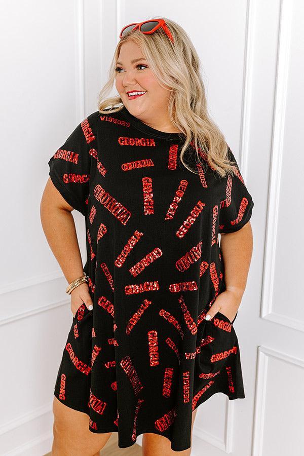 School Spirit Sequin Embroidered Mini Dress in Georgia Curves Product Image