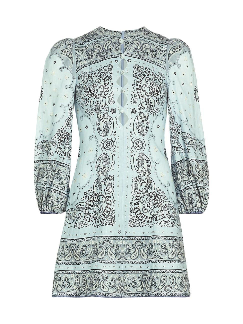 Womens Matchmaker Paisley & Cut-Out Linen Minidress Product Image