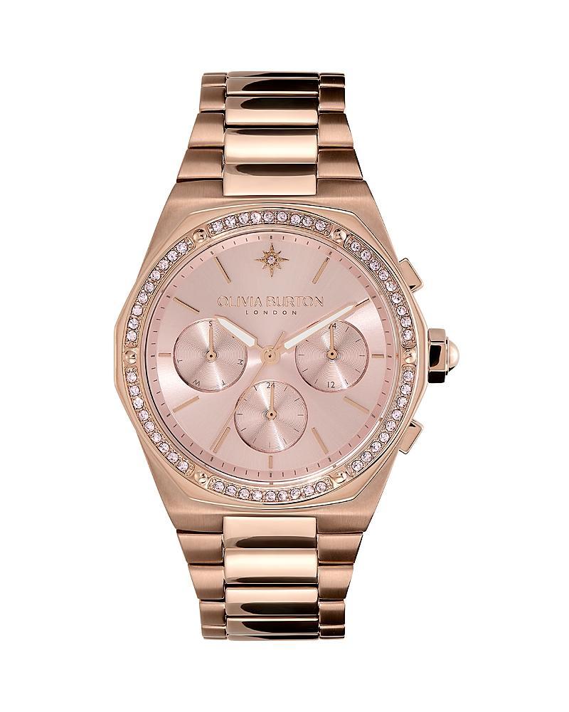 Olivia Burton Womens Hexa Multifunction Carnation Gold-Tone Stainless Steel Bracelet Watch 38mm - Carnation Gold Product Image