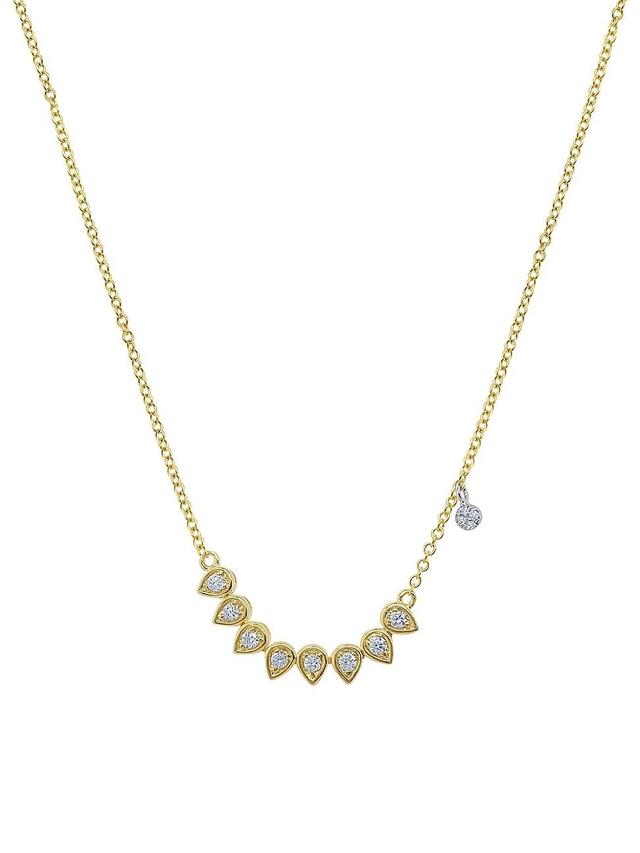 Womens 14K Yellow Gold & 0.36 TCW Diamond Teardrop Bar Necklace Product Image