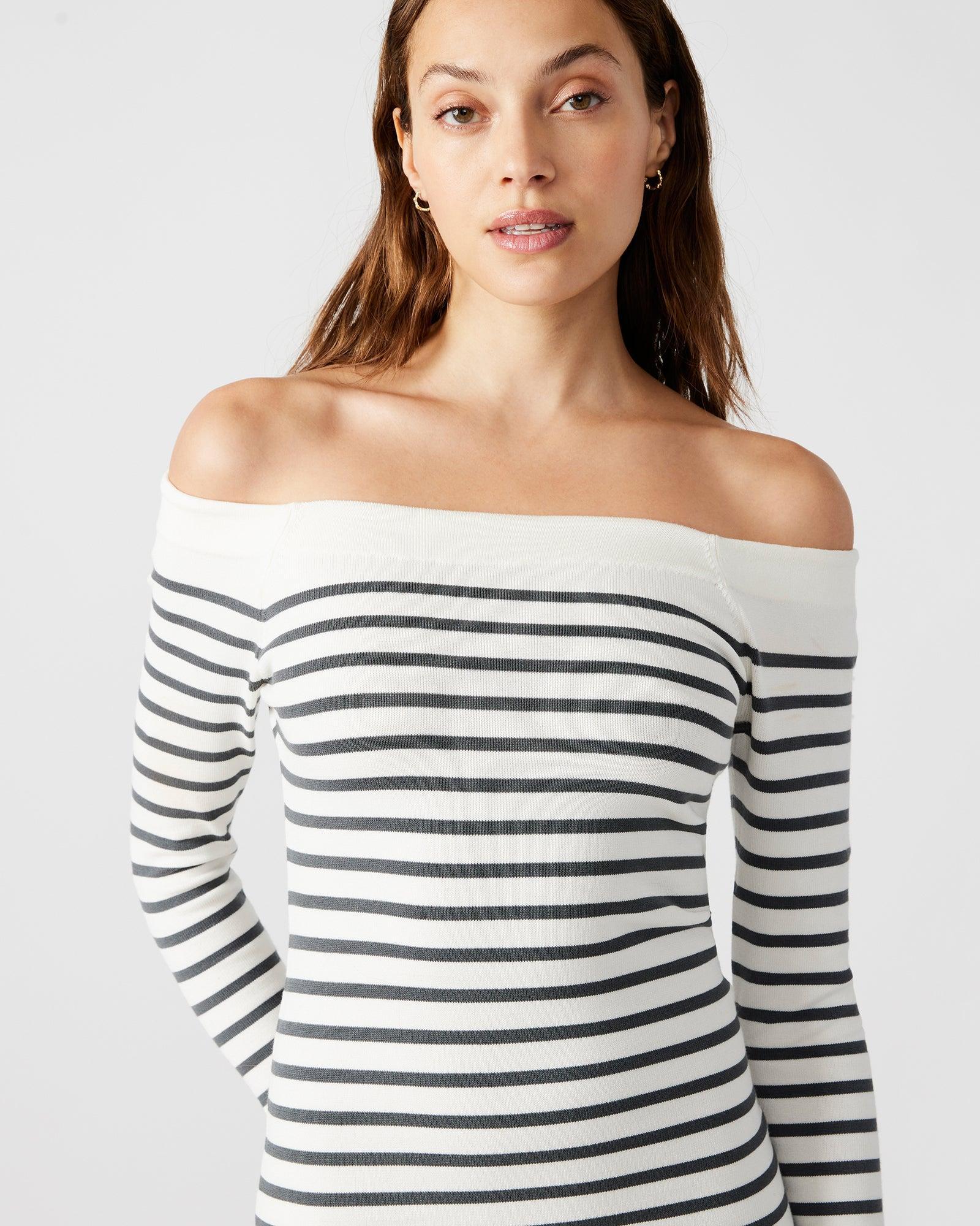 NOA SWEATER DRESS WHITE/BLACK Product Image