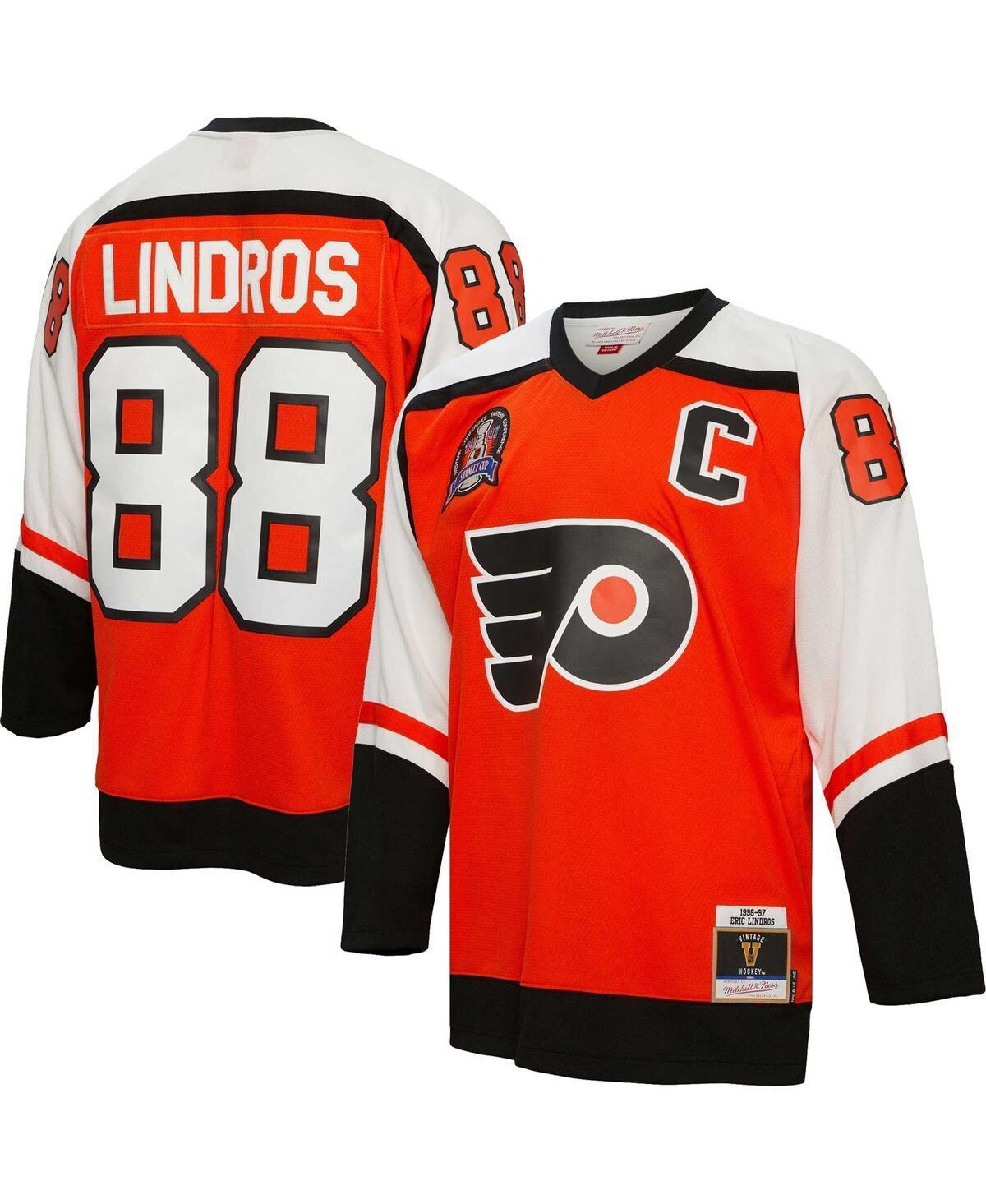 Mens Mitchell & Ness Eric Lindros Orange Philadelphia Flyers 1992 Blue Line Player Jersey - Orange Product Image