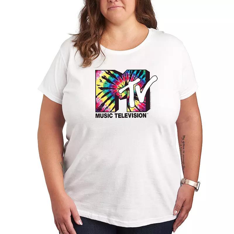 Juniors Plus Size MTV Tie Dye Logo Tee, Womens Product Image