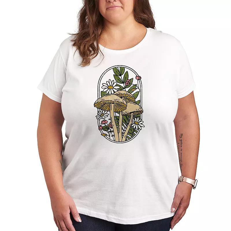 Plus Mushrooms And Flowers Graphic Tee, Womens Product Image