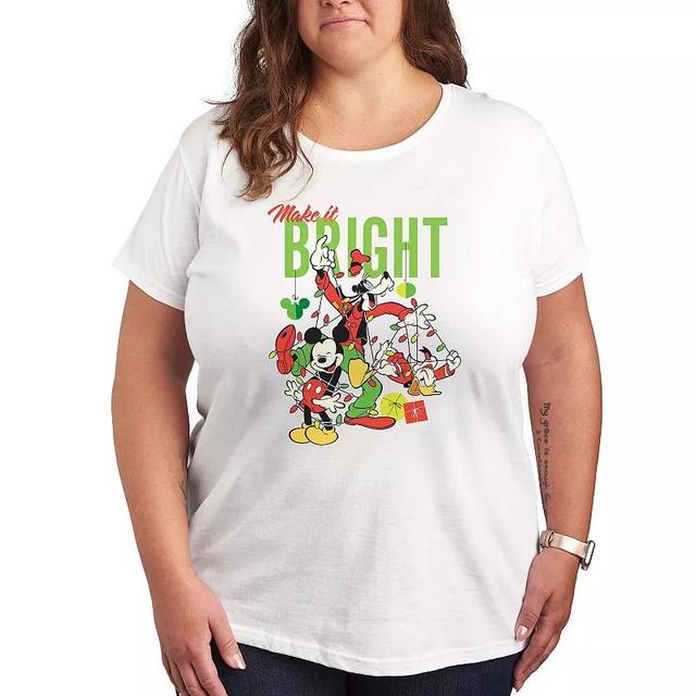 Disneys Mickey Mouse & Friends Plus Make It Bright Graphic Tee, Womens Grey Gray Product Image