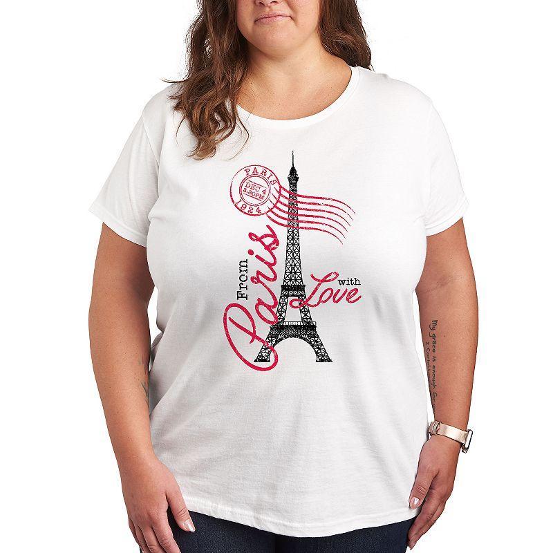 Plus Size Paris Love Postmark Graphic Tee, Womens Product Image