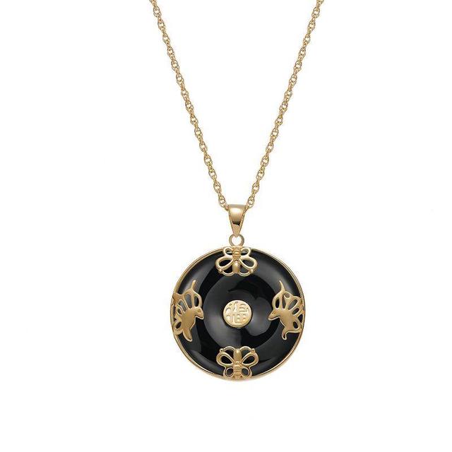 18k Gold Over Sterling Silver Black Agate Pendant Necklace, Womens Product Image