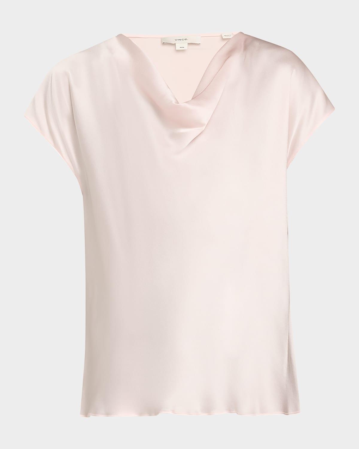 Womens Cap-Sleeve Silk Satin Blouse Product Image