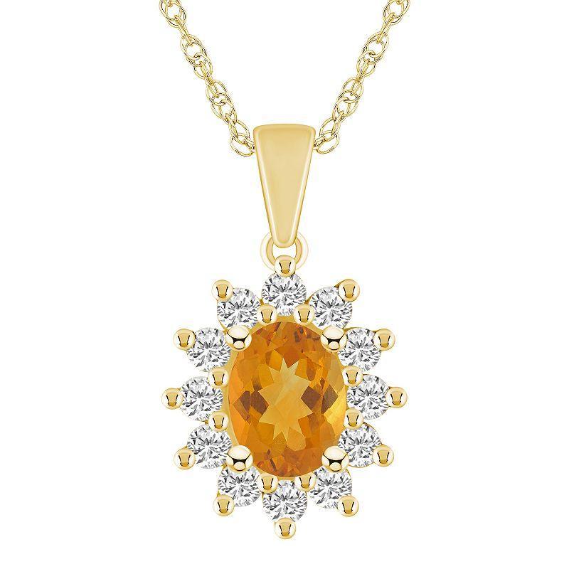 Alyson Layne 14k Gold Oval Citrine & 5/8 Carat T.W. Diamond Pendant Necklace, Womens Orange Product Image