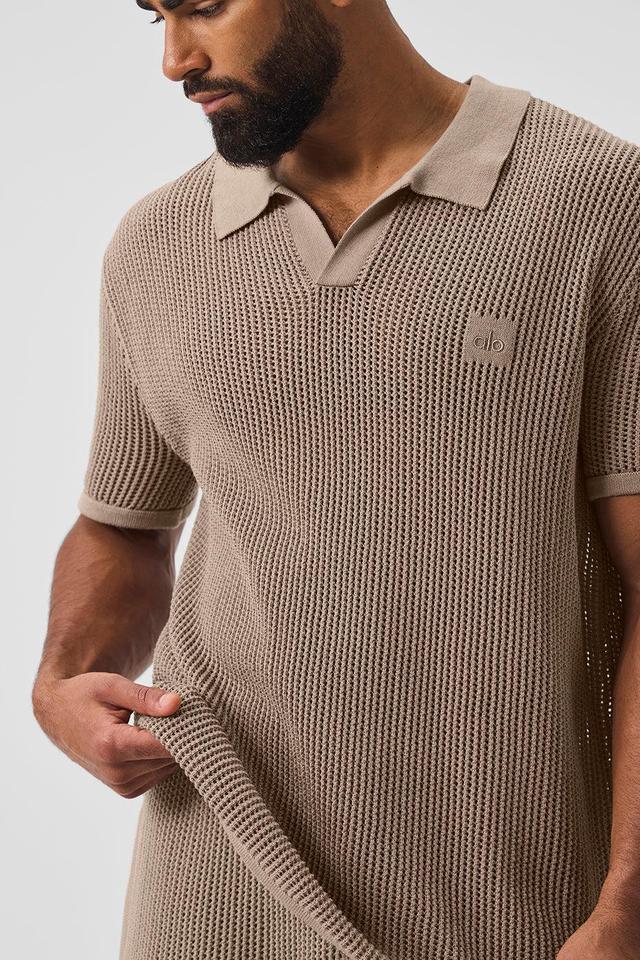 Open-Knit Polo - Gravel Male Product Image