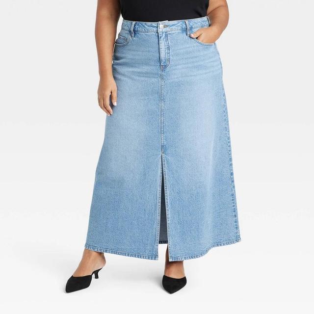 Womens Denim Maxi Skirt - Ava & Viv Medium Wash Product Image