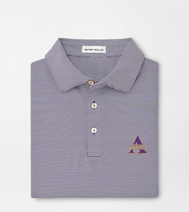 Peter Millar Mens LSU Mike the Tiger Jubilee Stripe Performance Polo | Color: Purple / White | Size: S Product Image