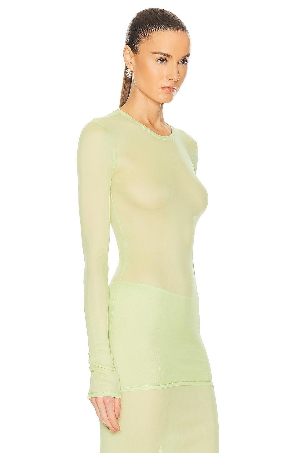 GRLFRND Long Sleeve Mesh Tee in Green Product Image