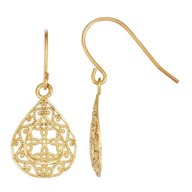 10k Gold Filigree Dangle Earrings, Womens Product Image