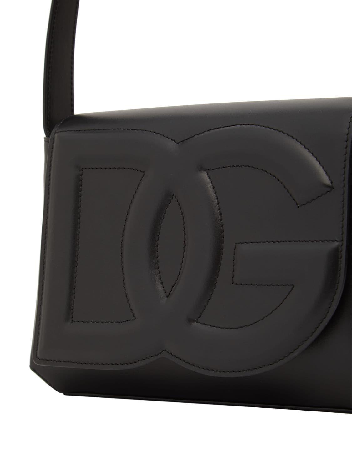 Logo-embossed Leather Shoulder Bag In Black Product Image