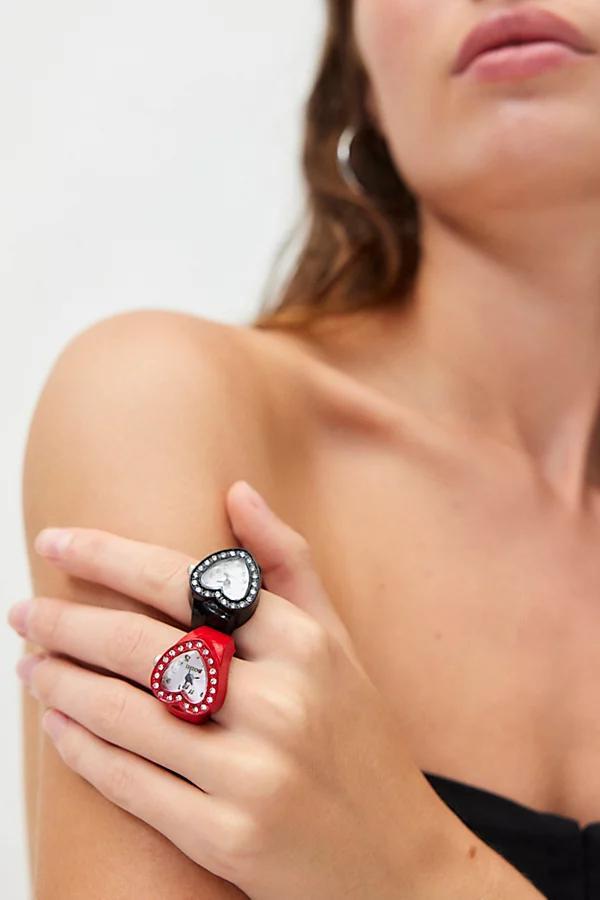 Rhinestone Heart Watch Ring Womens at Urban Outfitters Product Image