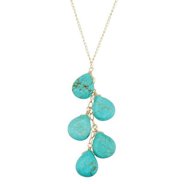 14k Gold Turquoise Y Necklace, Womens Blue Product Image