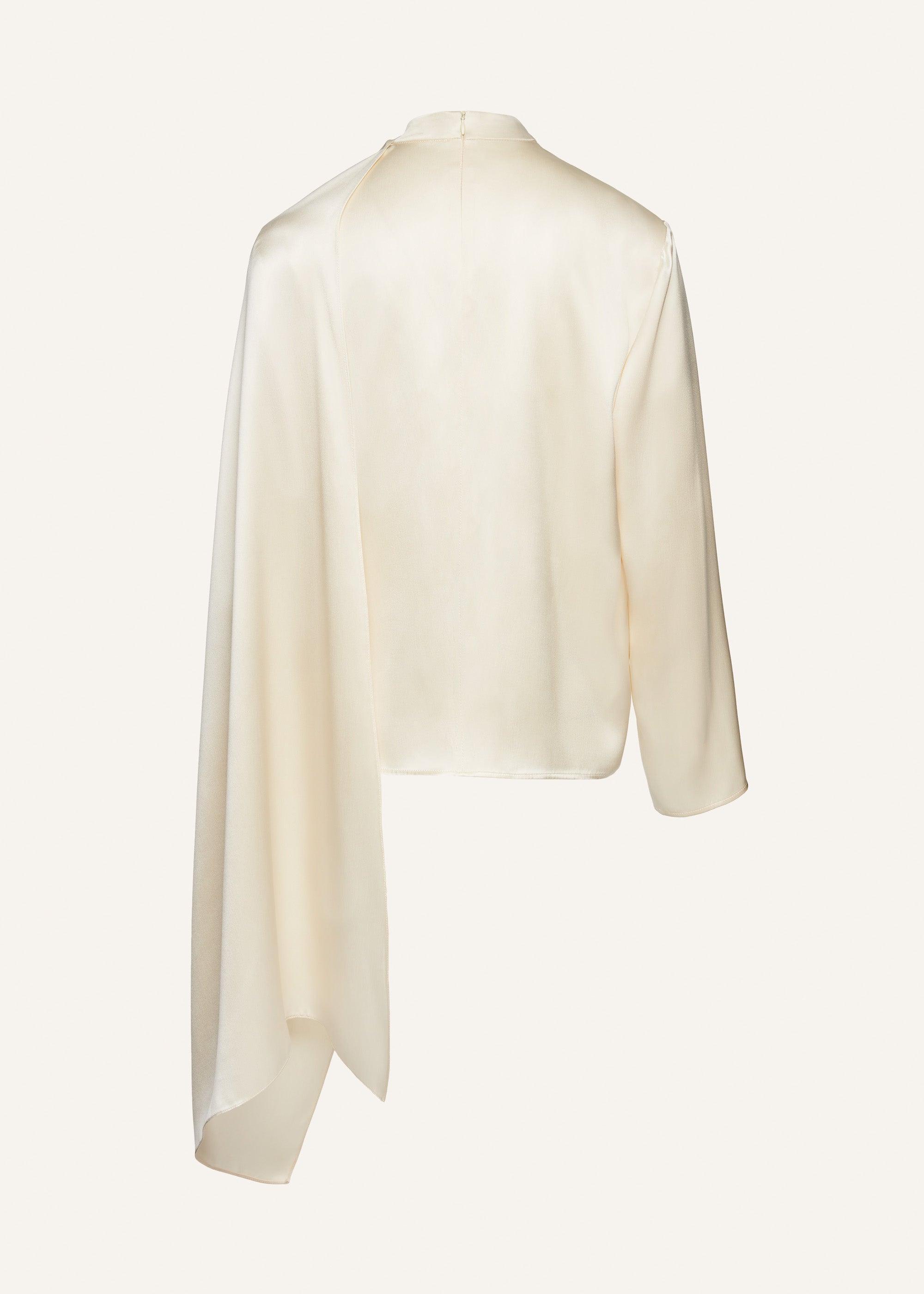 Cape-effect silk blouse in cream Product Image