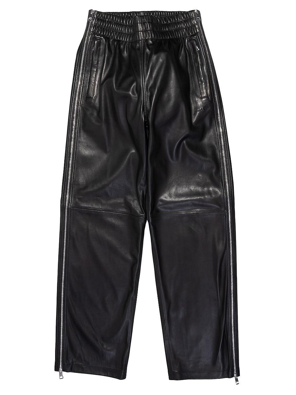 Mens Leather Side-Zip Relaxed-Fit Track Pants Product Image