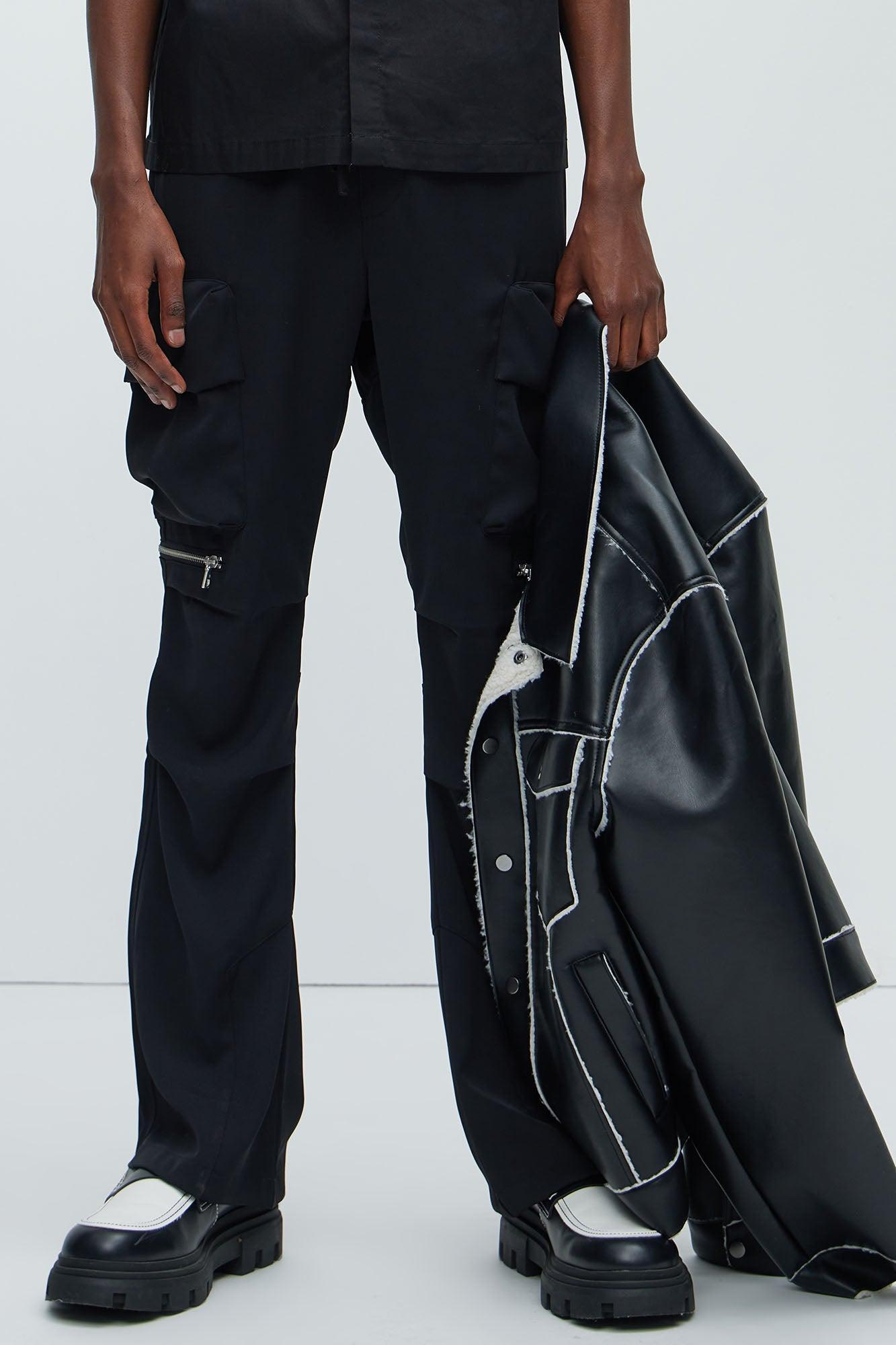 Desto Slim Flare Cargo Pants - Black Product Image