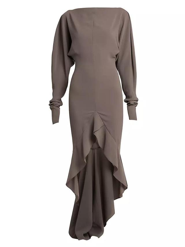 Long-Sleeve Ruffled High-Low Dress Product Image