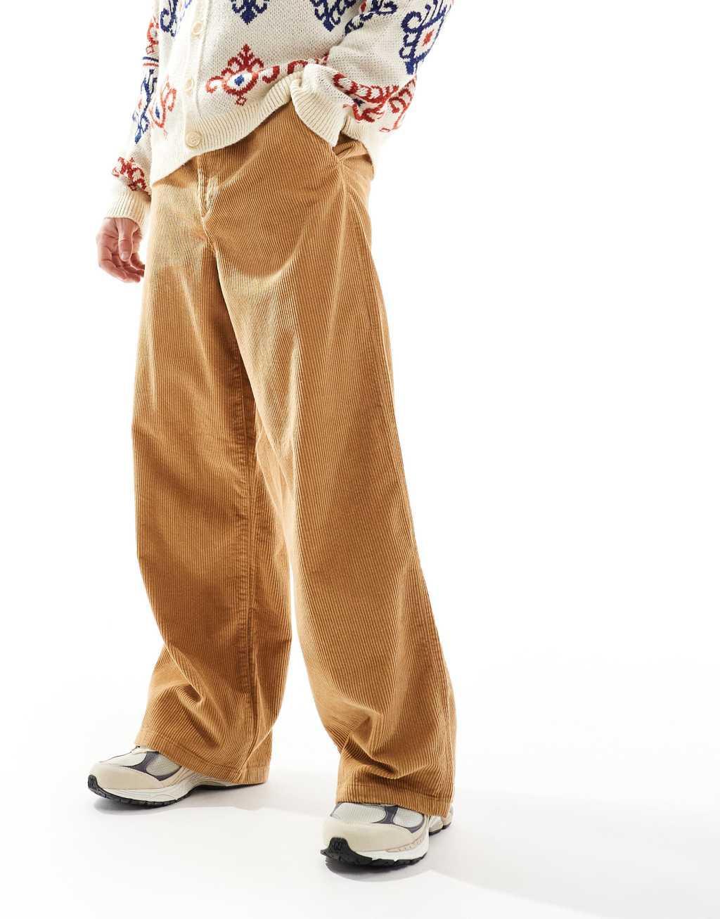 ASOS DESIGN super baggy corduroy pants in tan Product Image