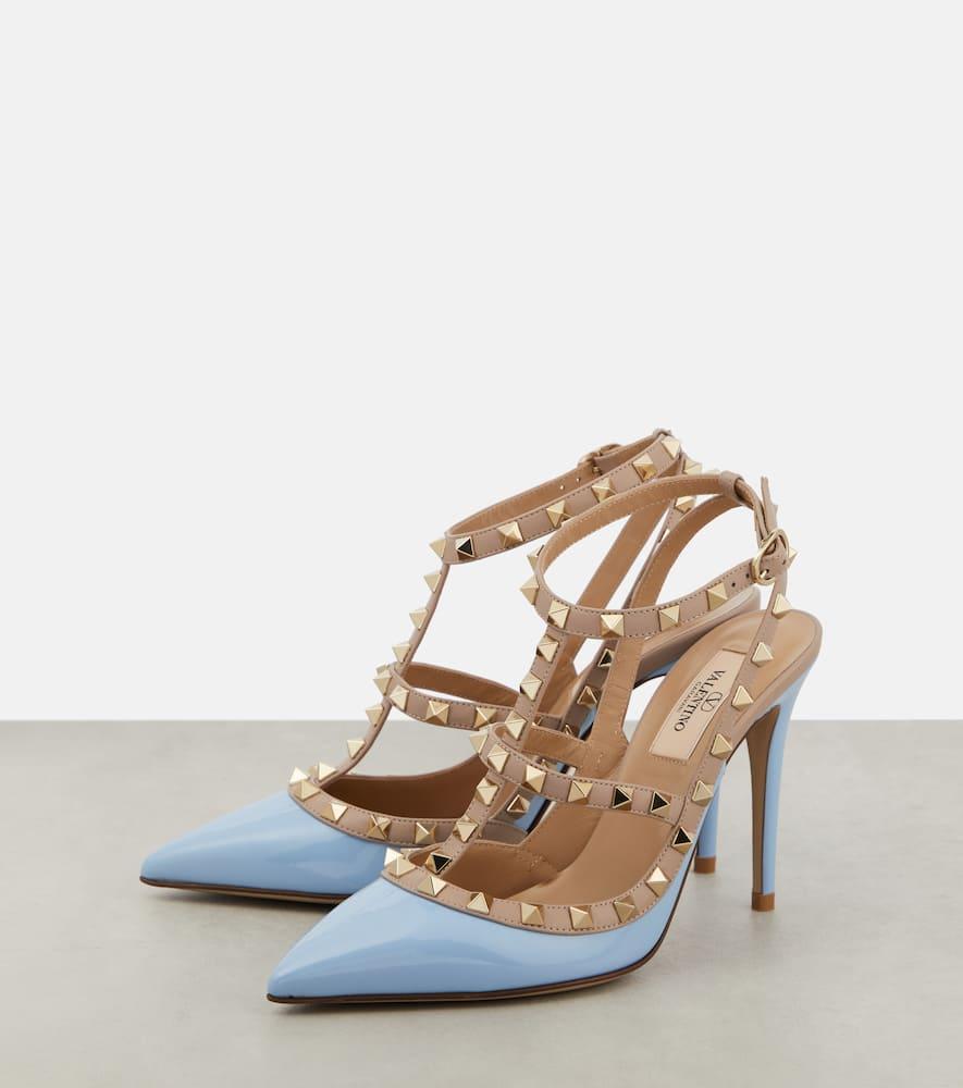 Rockstud Patent Leather Pumps In Blue Product Image