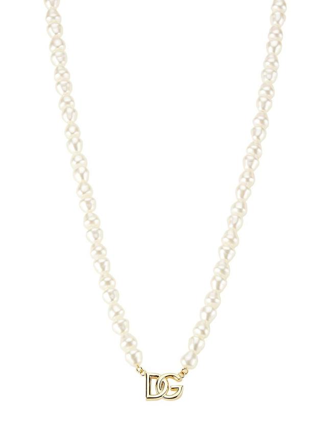 Womens Goldtone & Imitation Pearl Monogram Pendant Necklace Product Image