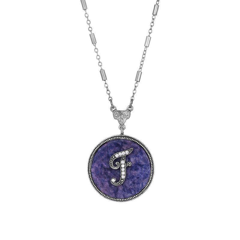 1928 Silver Tone Round Initial Pendant Necklace, Womens Product Image