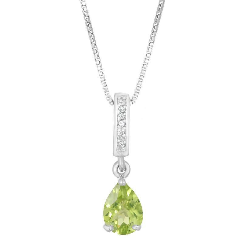 Gemminded Sterling Silver White Topaz Accent & Peridot Pendant Necklace, Womens Product Image