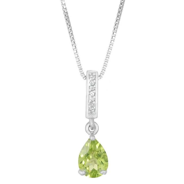 Gemminded Sterling Silver White Topaz Accent & Peridot Pendant Necklace, Womens Product Image