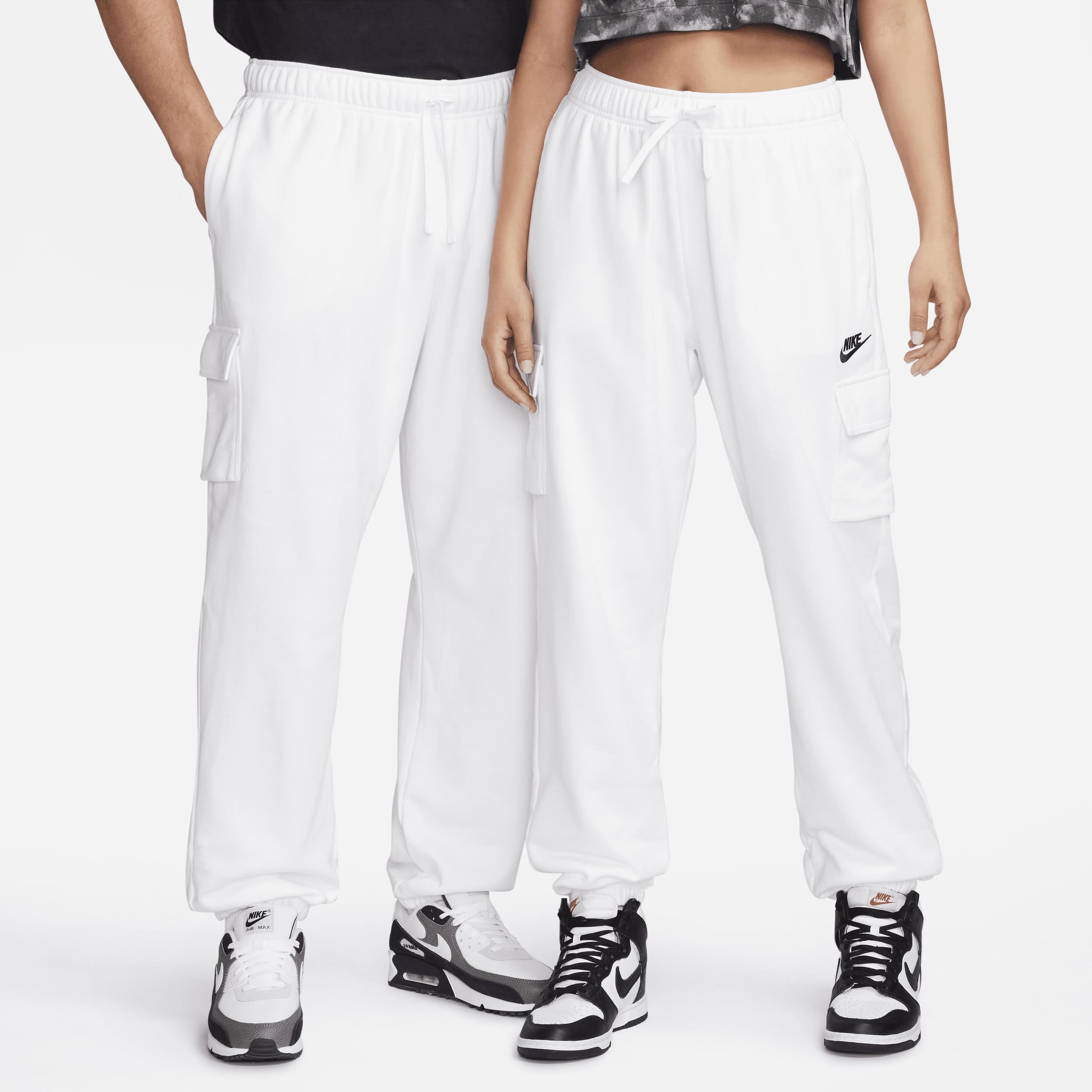 Nike Womens Nike NSW Club Fleece MR Cargo Pants - Womens White/Black Product Image