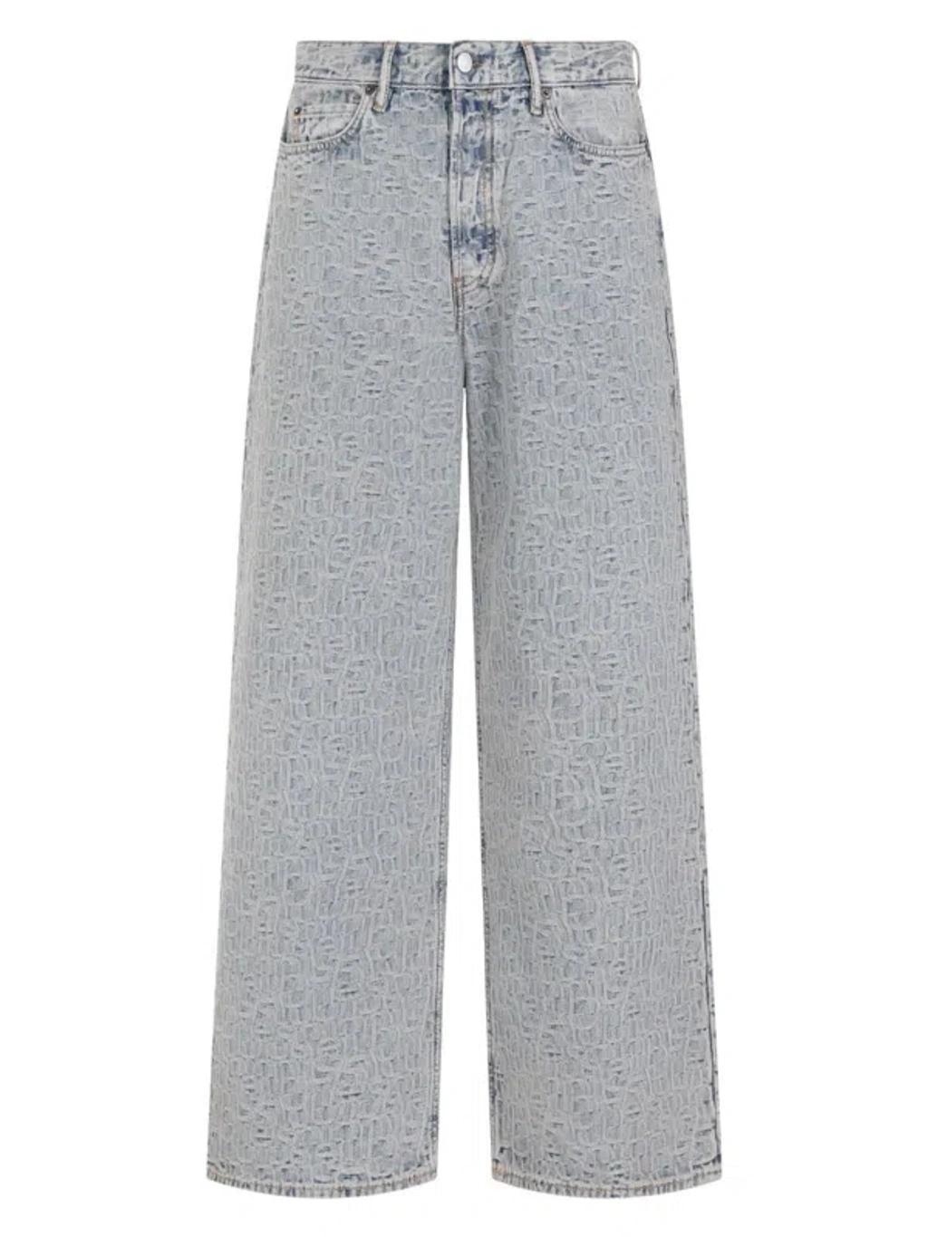 1981 Logo-jacquard Wide-leg Jeans In Bluebeige Product Image