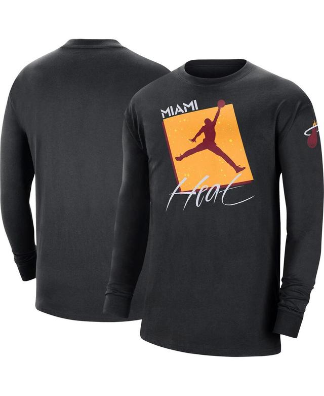 Mens Jordan Black Miami Heat Courtside Max 90 Vintage-Like Wash Statement Edition Long Sleeve T-shirt Product Image