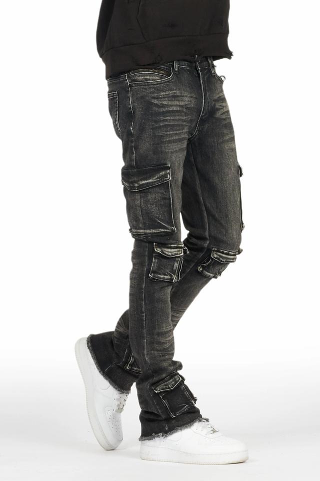 Feodor Dark Grey Stacked Flare Cargo Jean Male Product Image