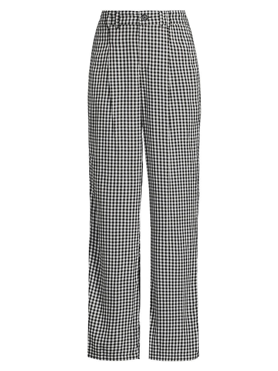 Womens Drapey Gingham Wide-Leg Pants Product Image