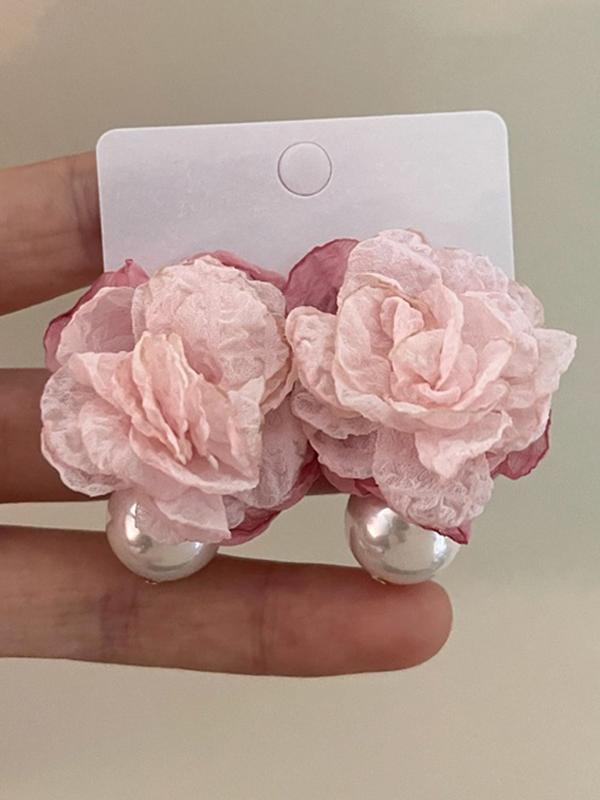 Flower Shape Pleated Earrings Accessories Product Image