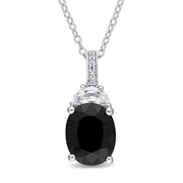 Stella Grace Sterling Silver Black Sapphire, Lab-Created White Sapphire & Diamond Accent Pendant, Womens Product Image