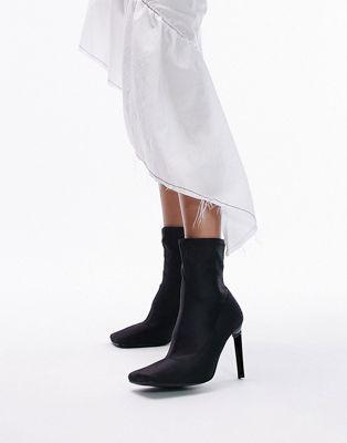 Topshop Wide Fit Tilly block heel sock boot Product Image