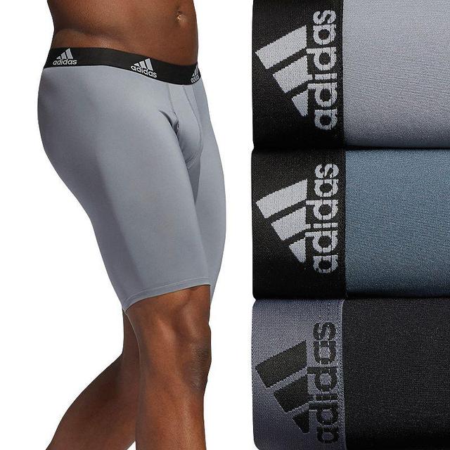 Mens adidas Performance 3-Pack Long Boxer Briefs Med Grey Product Image