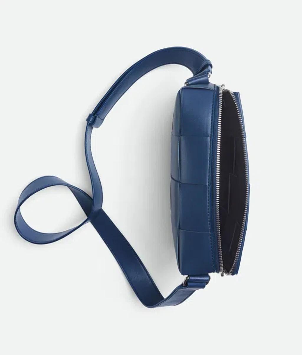 BOTTEGA VENETA Navy Small Cassette Camera Bag In Silver Product Image