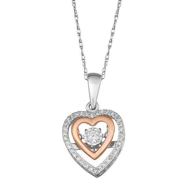 1/6 Carat T.W. Diamond 10K Gold Two-Tone Heart Pendant Necklace, Womens 10k Whgold Product Image