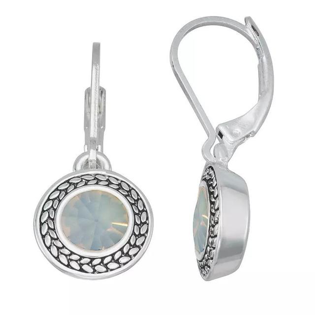 Napier Silver Tone Simulated Pearl Medallion Drop Earrings, Womens, White Product Image