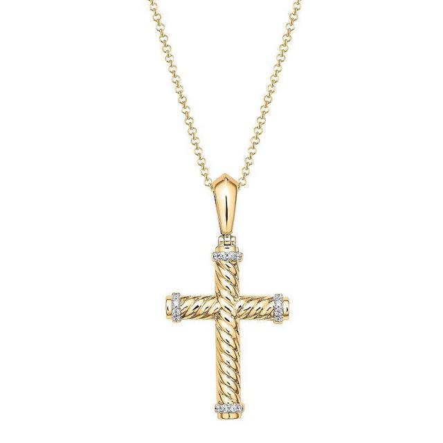 Irena Park Sterling Silver 1/5 Carat T.W. Diamond Cross Pendant Necklace, Mens Gold Tone Product Image