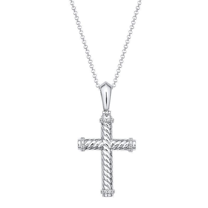 Irena Park Sterling Silver 1/5 Carat T.W. Diamond Cross Pendant Necklace, Mens Product Image